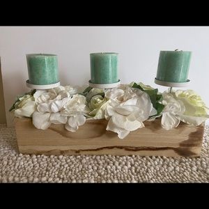 Farmhouse Chic Floral Arrangement with candles